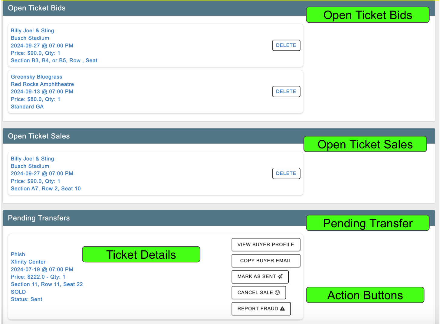 MyTickets Page